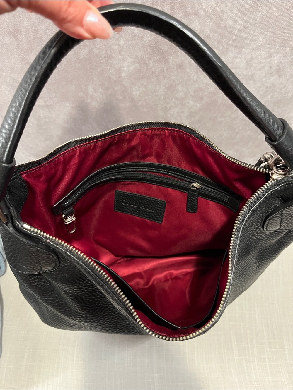 Cole Haan Pebbled Black Leather Hobo Handbag - Picture 5 of 6